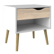 Oslo Package - Bedside 1 Drawer + Chest of 5 Drawers (2+3) + Wardrobe 2 Doors 2 Drawers in White and Oak – image 2
