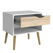 Oslo Package - Bedside 1 Drawer + Chest of 5 Drawers (2+3) + Wardrobe 3 Doors 3 Drawers in White and Oak – image 3