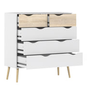 Oslo Package - Bedside 1 Drawer + Chest of 5 Drawers (2+3) + Wardrobe 3 Doors 3 Drawers in White and Oak – image 6