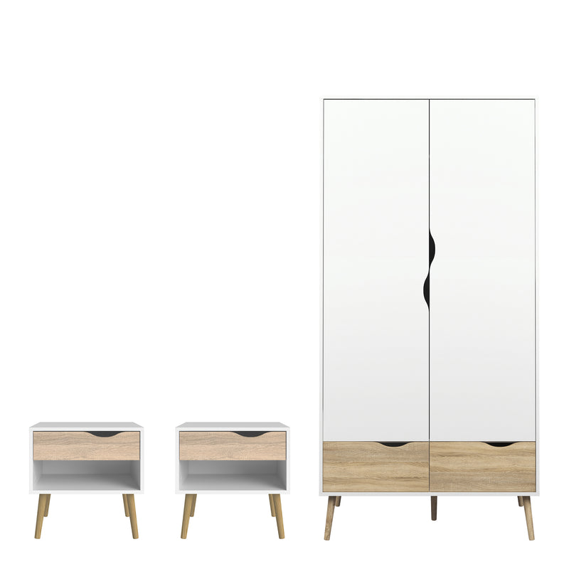Oslo 3 Piece Bedroom Set White & Oak – image 1