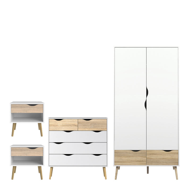 Oslo 4 Piece Bedroom Set White & Oak – image 1