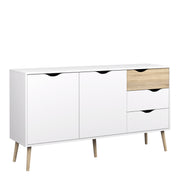 Oslo Sideboard Large 3 Drawers 2 Doors in White and Oak – image 1