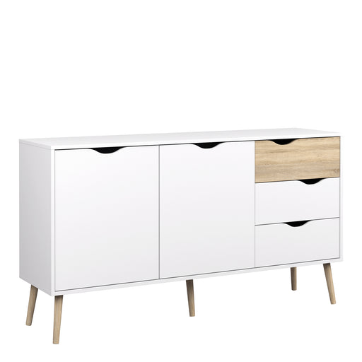 Oslo Sideboard Large 3 Drawers 2 Doors in White and Oak – image 1