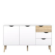 Oslo Sideboard Large 3 Drawers 2 Doors in White and Oak – image 2