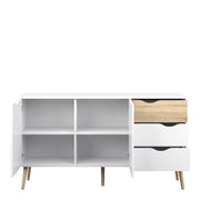 Oslo Sideboard Large 3 Drawers 2 Doors in White and Oak – image 3