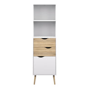 Oslo Bookcase 2 Drawers 1 Door in White and Oak – image 2
