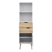 Oslo Bookcase 2 Drawers 1 Door in White and Oak – image 4