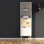 Oslo Bookcase 2 Drawers 1 Door in White and Oak – image 5