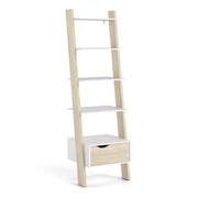Oslo Leaning Bookcase 1 Drawer in White and Oak – image 1