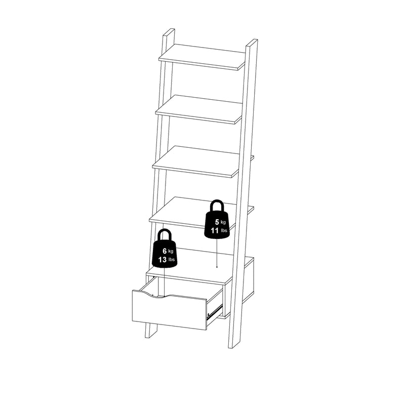 Oslo Leaning Bookcase 1 Drawer in White and Oak – image 13