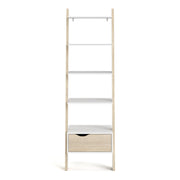 Oslo Leaning Bookcase 1 Drawer in White and Oak – image 2