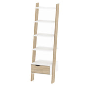 Oslo Leaning Bookcase 1 Drawer in White and Oak – image 3
