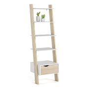 Oslo Leaning Bookcase 1 Drawer in White and Oak – image 4