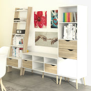 Oslo Leaning Bookcase 1 Drawer in White and Oak – image 7