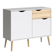 Oslo Sideboard Small 1 Drawer 2 Doors in White and Oak – image 1