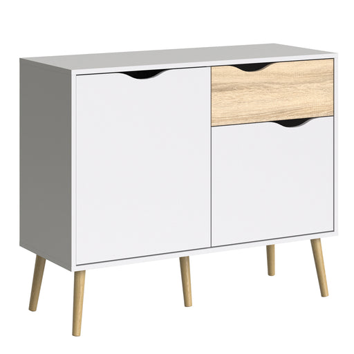 Oslo Sideboard Small 1 Drawer 2 Doors in White and Oak – image 1
