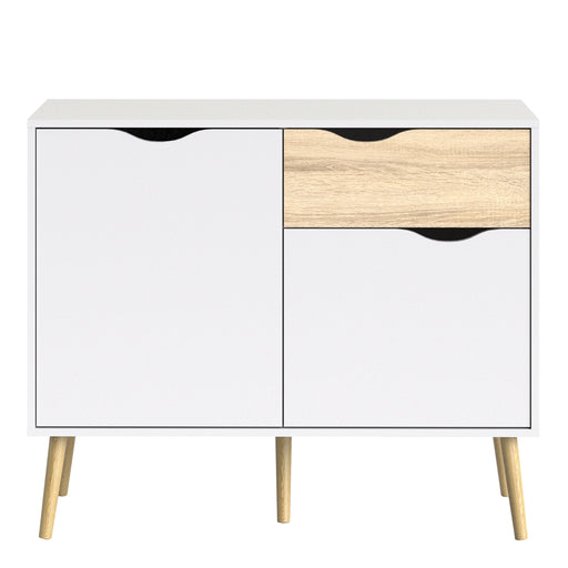 Oslo Sideboard Small 1 Drawer 2 Doors in White and Oak – image 2