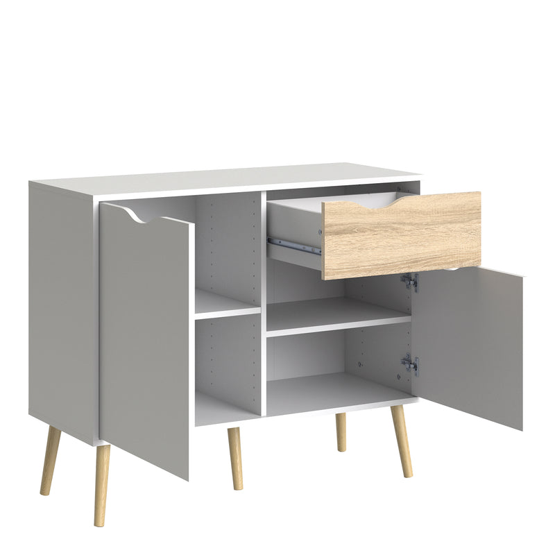 Oslo Sideboard Small 1 Drawer 2 Doors in White and Oak – image 4