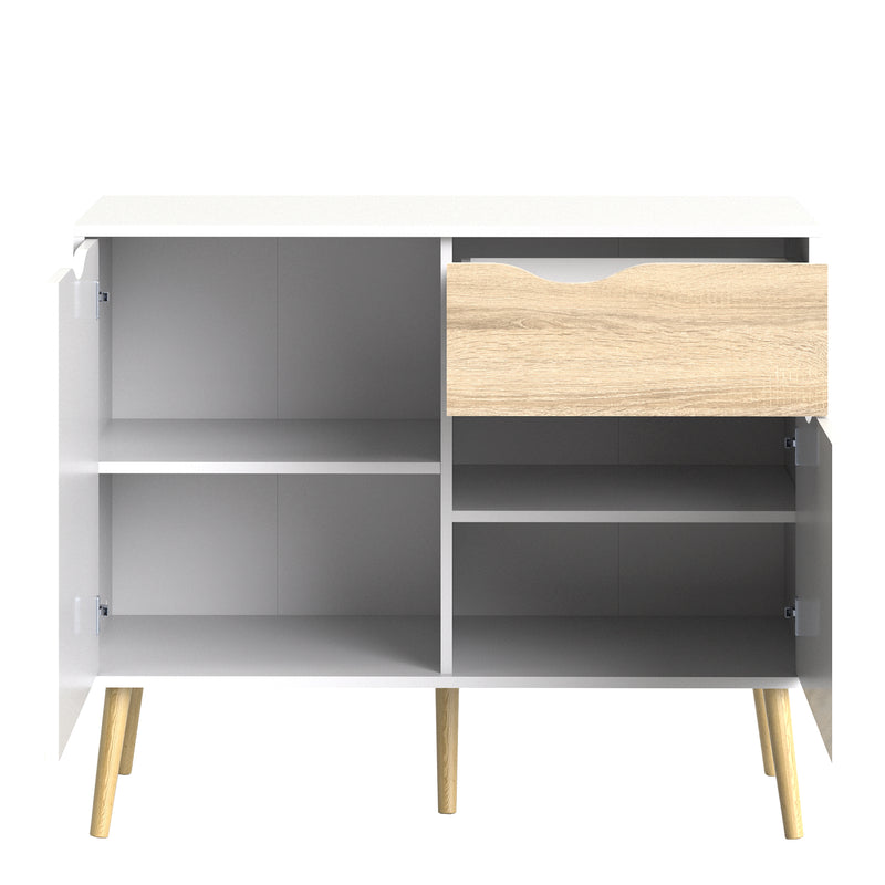 Oslo Sideboard Small 1 Drawer 2 Doors in White and Oak – image 5