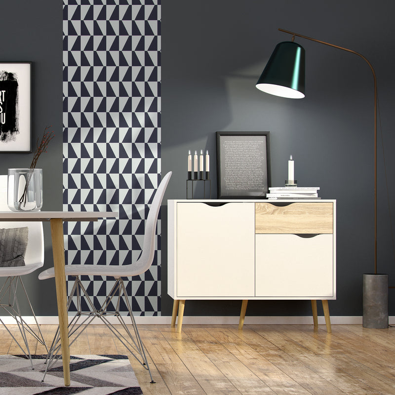 Oslo Sideboard Small 1 Drawer 2 Doors in White and Oak – image 6