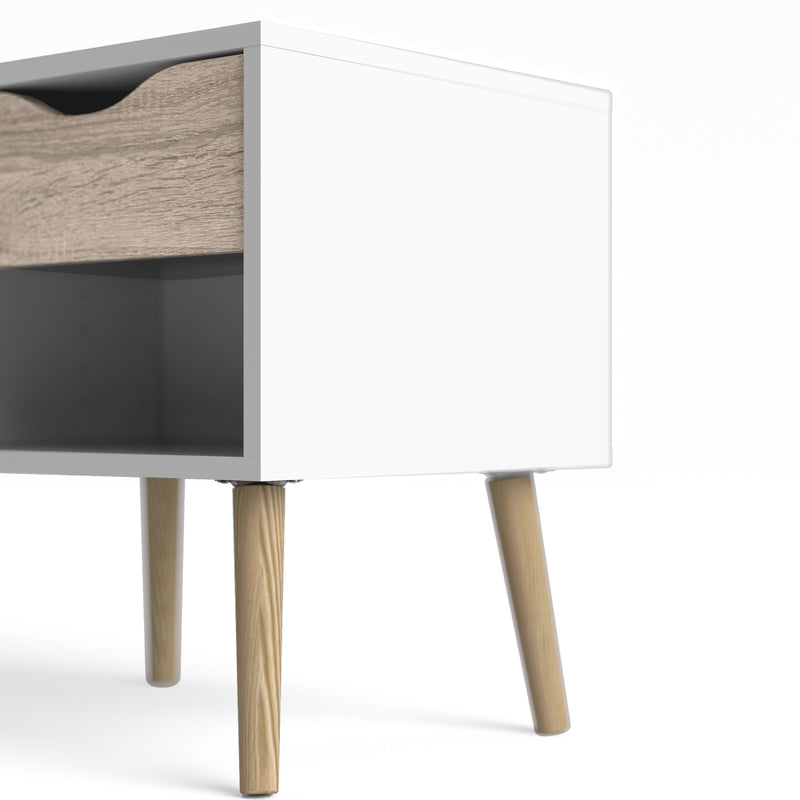 Oslo Bedside 1 Drawer in White and Oak – image 12