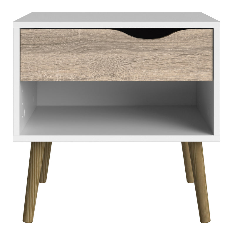 Oslo Bedside 1 Drawer in White and Oak (Package of 2.) – image 3