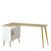 Oslo Desk 2 Drawer in White and Oak – image 1