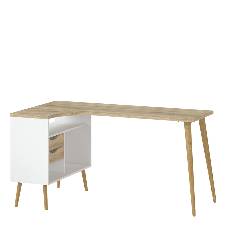 Oslo Desk 2 Drawer in White and Oak – image 1