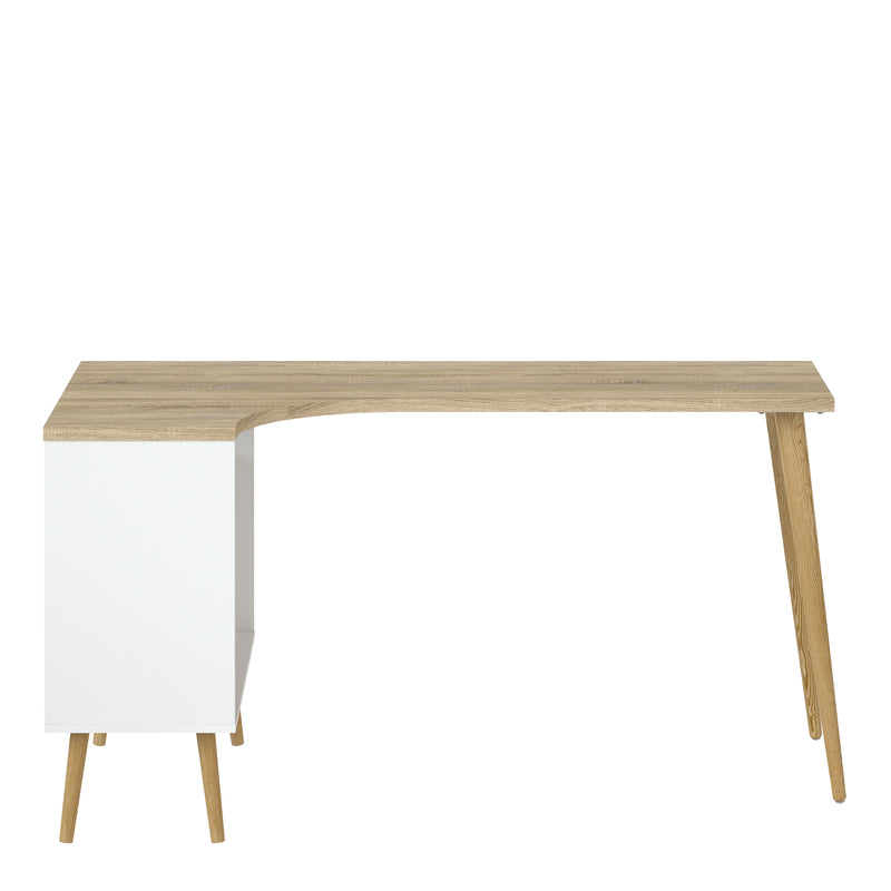 Oslo Desk 2 Drawer in White and Oak – image 2