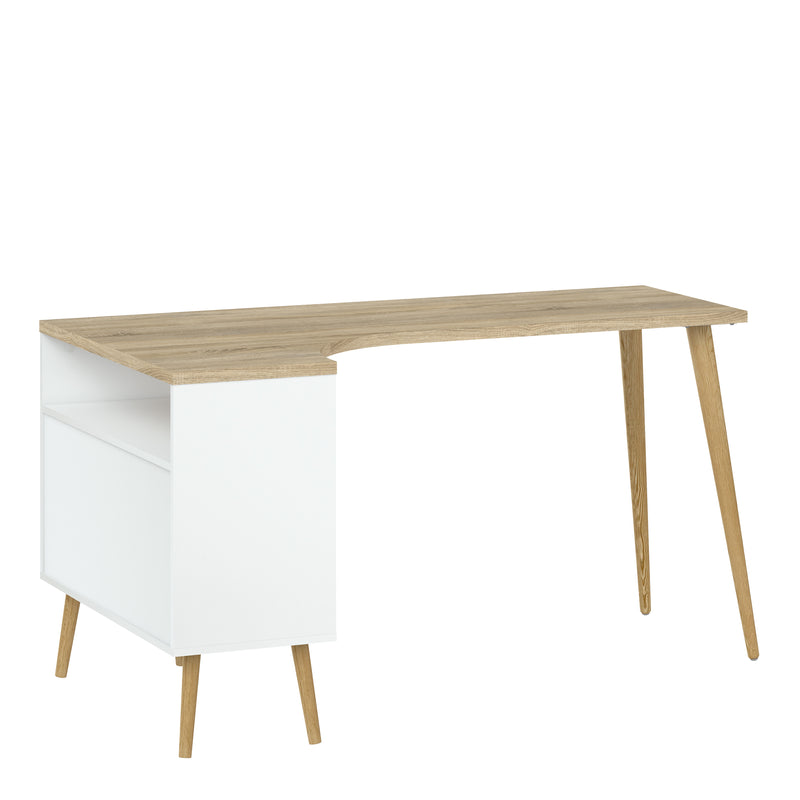 Oslo Desk 2 Drawer in White and Oak – image 3