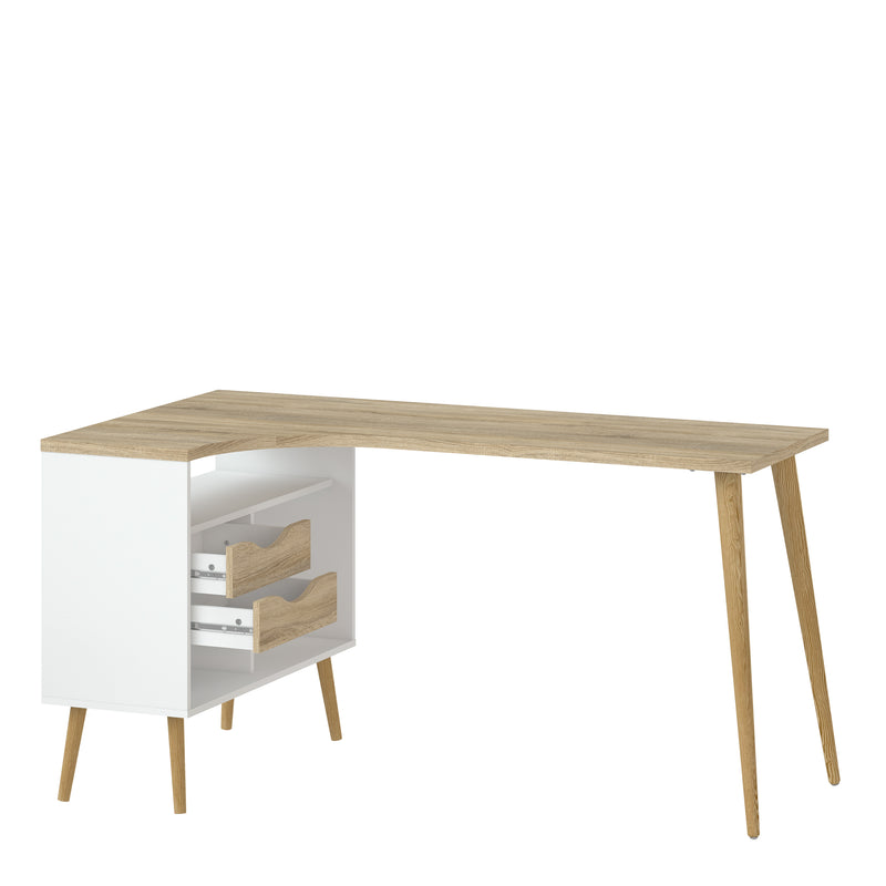 Oslo Desk 2 Drawer in White and Oak – image 4