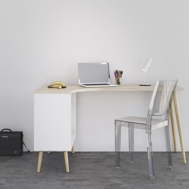 Oslo Desk 2 Drawer in White and Oak – image 7