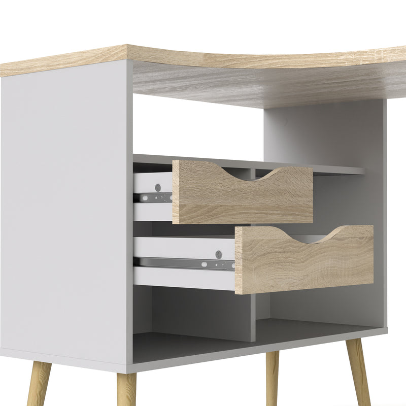 Oslo Desk 2 Drawer in White and Oak – image 9