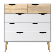 Oslo Chest of 5 Drawers in White and Oak – image 2