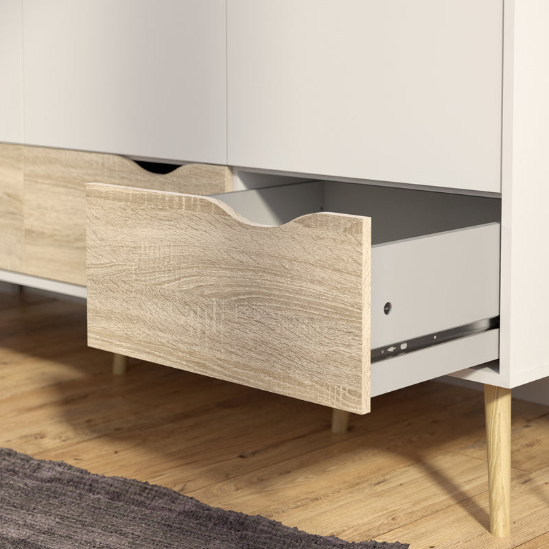 Oslo Wardrobe 3 Doors 3 Drawers in White and Oak – image 10