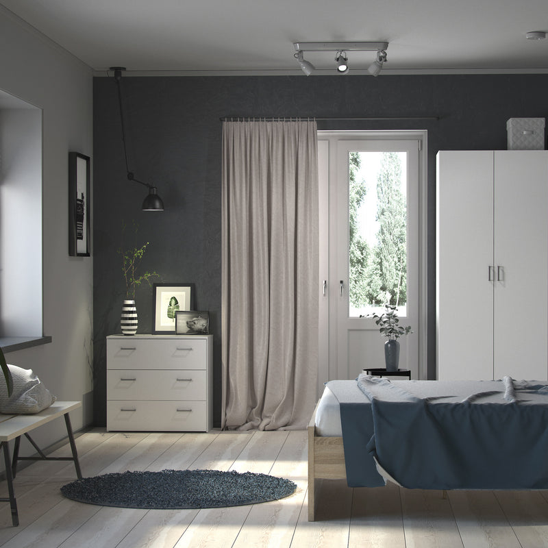 Space Package - Bedside 1 Drawer + Chest of 3 Drawers + Wardrobe with 2 Doors in White – image 12
