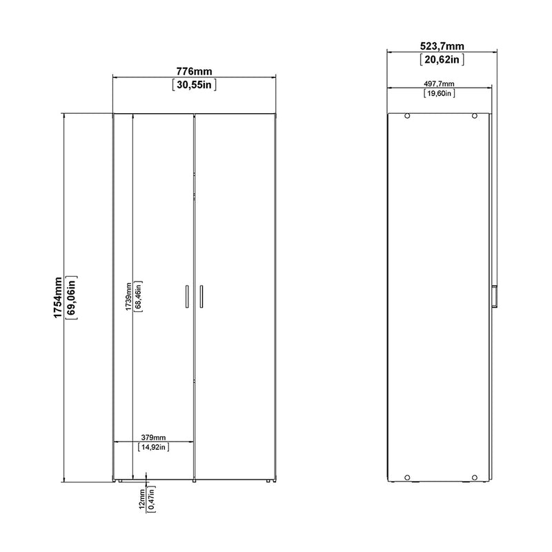 Space Package - Bedside 1 Drawer + Chest of 3 Drawers + Wardrobe with 2 Doors in White – image 13