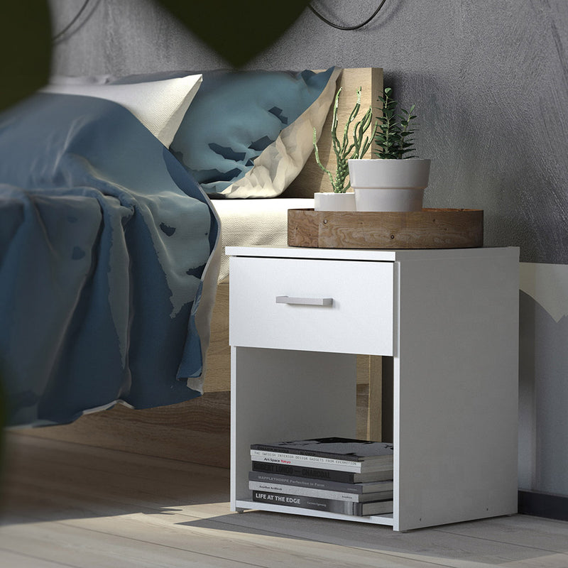 Space Package - Bedside 1 Drawer + Chest of 3 Drawers + Wardrobe with 2 Doors in White – image 4