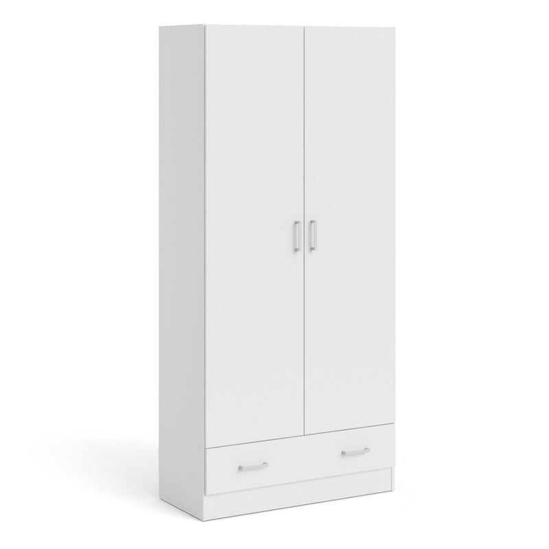 Space Wardrobe with 2 Doors , including 1 Drawer 1750 – White – image 1