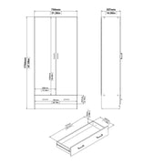 Space Wardrobe with 2 Doors , including 1 Drawer 1750 – White – image 11