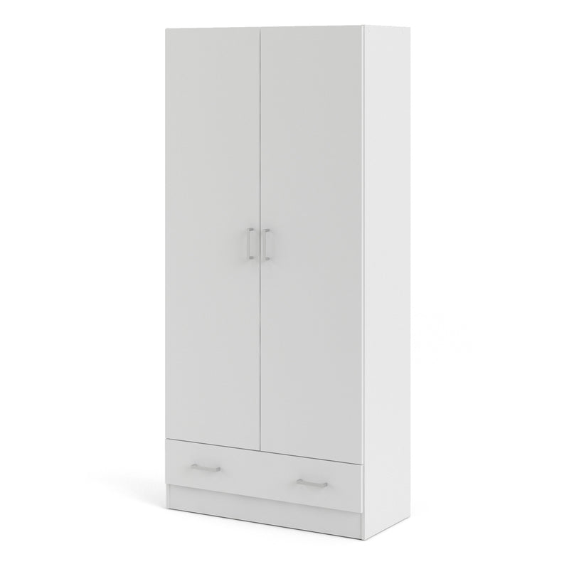 Space Wardrobe with 2 Doors , including 1 Drawer 1750 – White – image 3