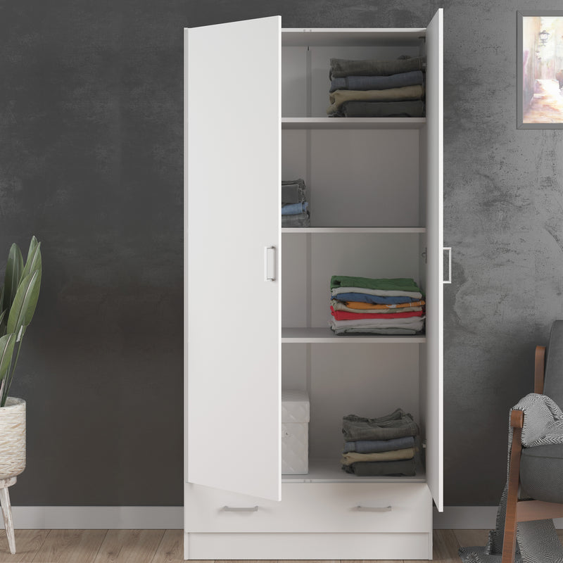 Space Wardrobe with 2 Doors , including 1 Drawer 1750 – White – image 6