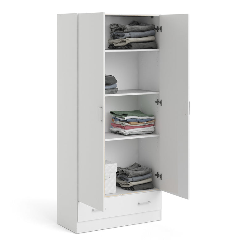 Space Wardrobe with 2 Doors , including 1 Drawer 1750 – White – image 7