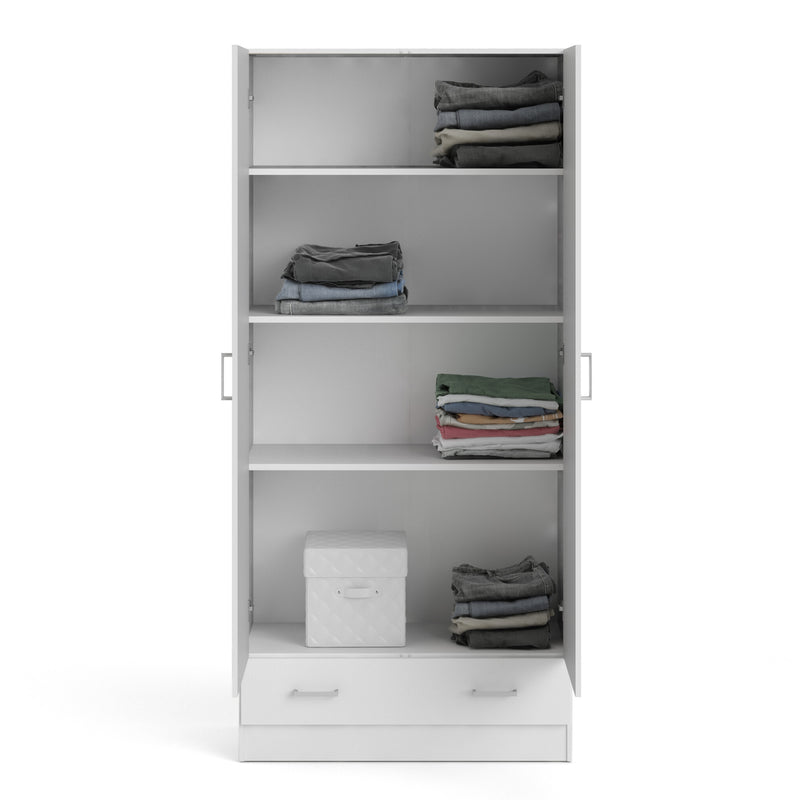 Space Wardrobe with 2 Doors , including 1 Drawer 1750 – White – image 8