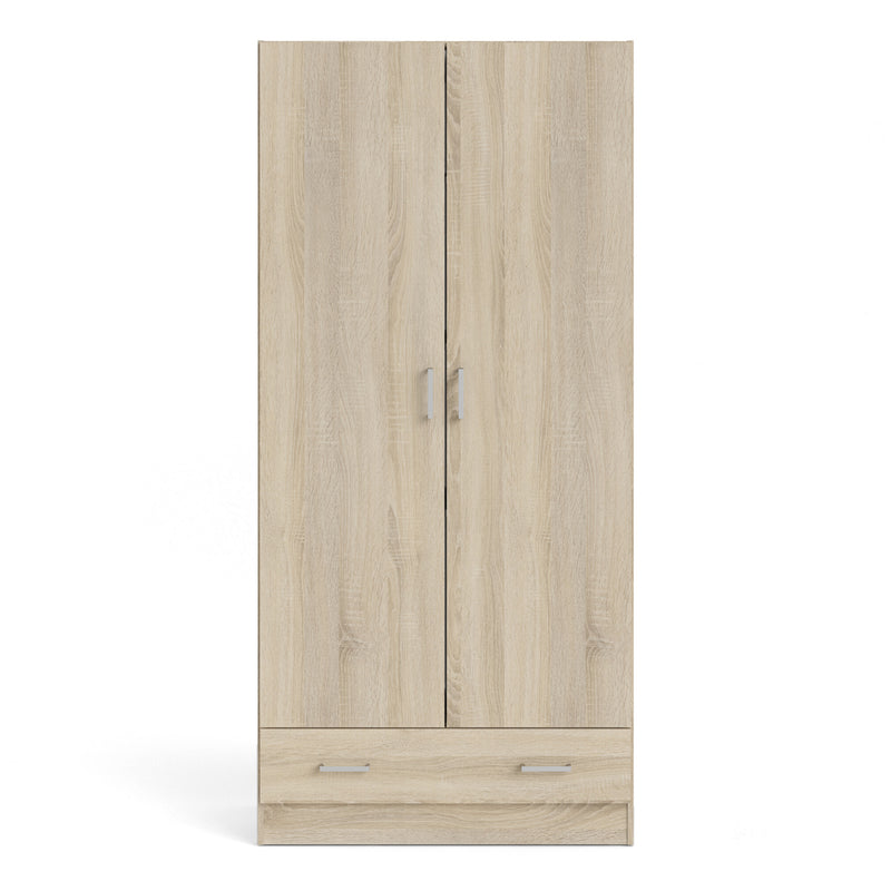 Space Wardrobe with 2 Doors , including 1 Drawer 1750 – Oak – image 2