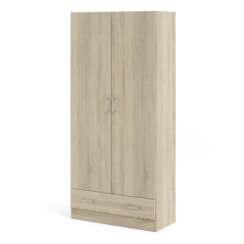 Space Wardrobe with 2 Doors , including 1 Drawer 1750 – Oak – image 3