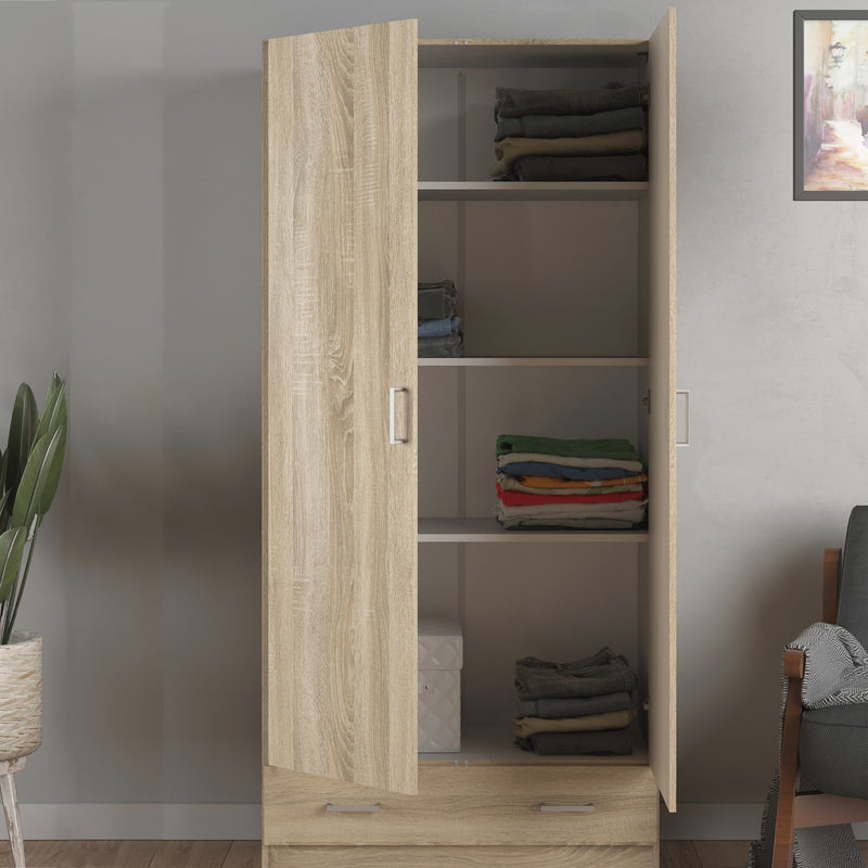 Space Wardrobe with 2 Doors , including 1 Drawer 1750 – Oak – image 6