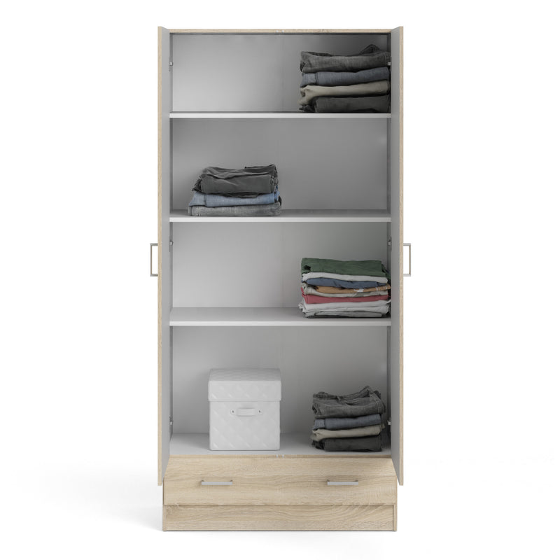 Space Wardrobe with 2 Doors , including 1 Drawer 1750 – Oak – image 8