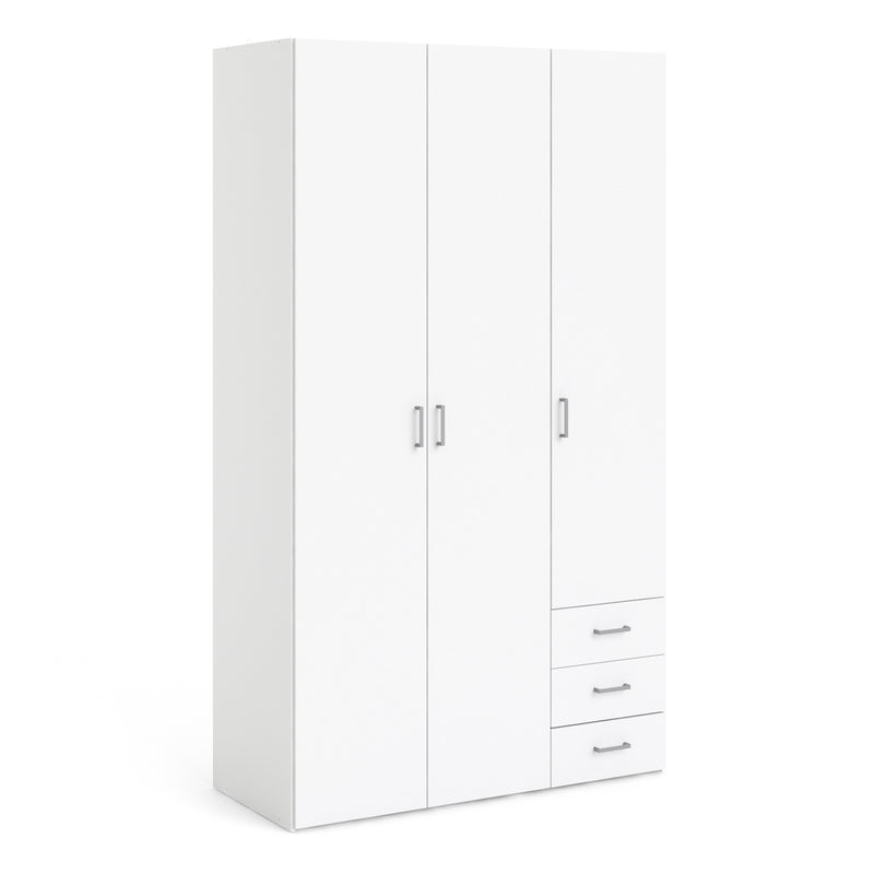 Space Wardrobe 3 Doors 3 Drawers 2000 – White – image 1