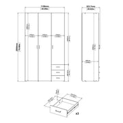 Space Wardrobe 3 Doors 3 Drawers 2000 – White – image 10